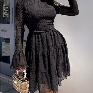 Missord chiffon Swiss dot black dress
